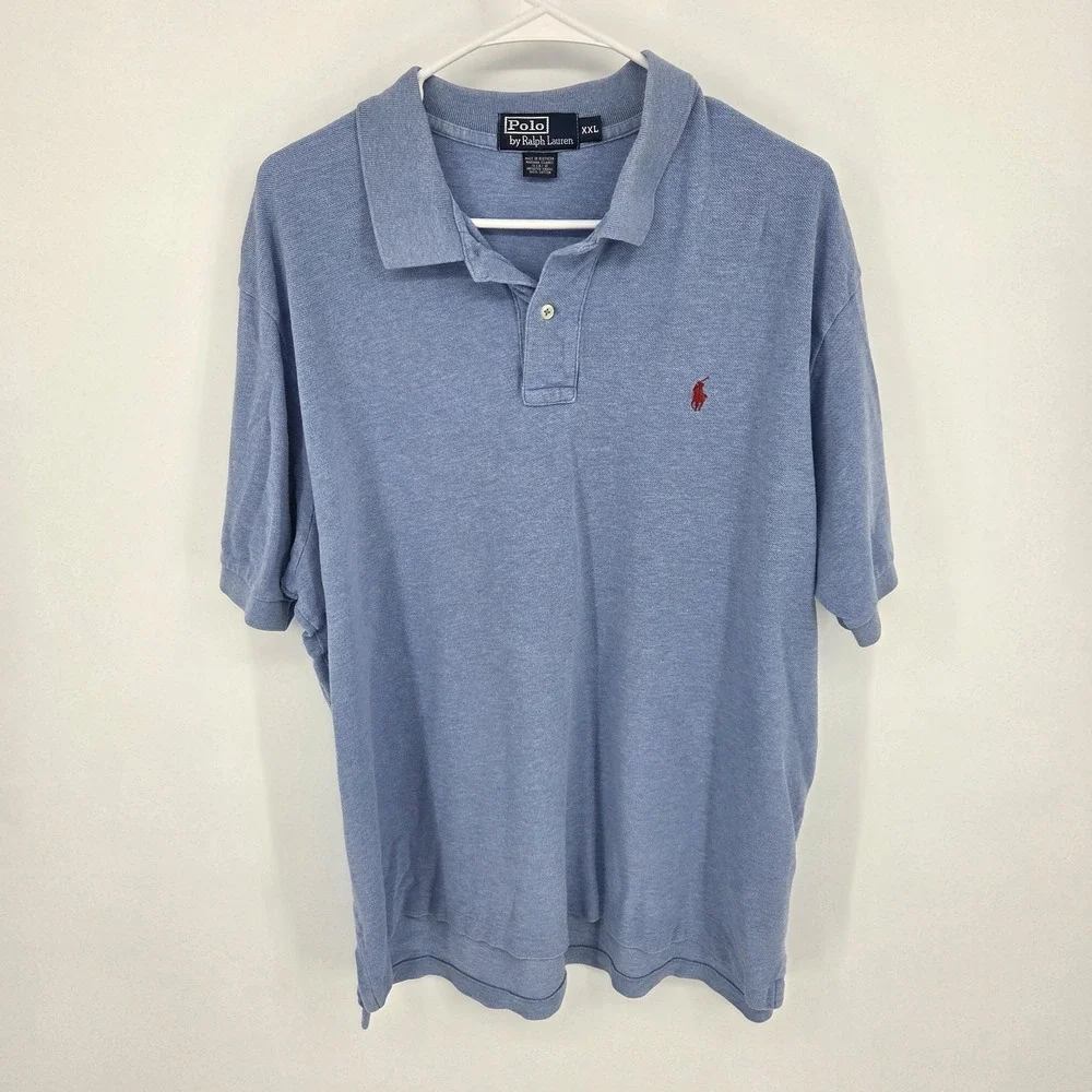 Ralph Lauren Polo Shirt Men XXL Performance‎ Blue Pony Preppy